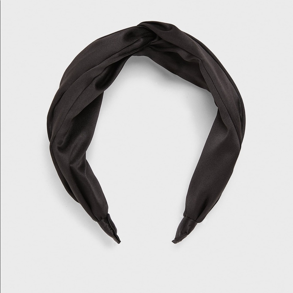 Black Satin Zara Headband with Knot